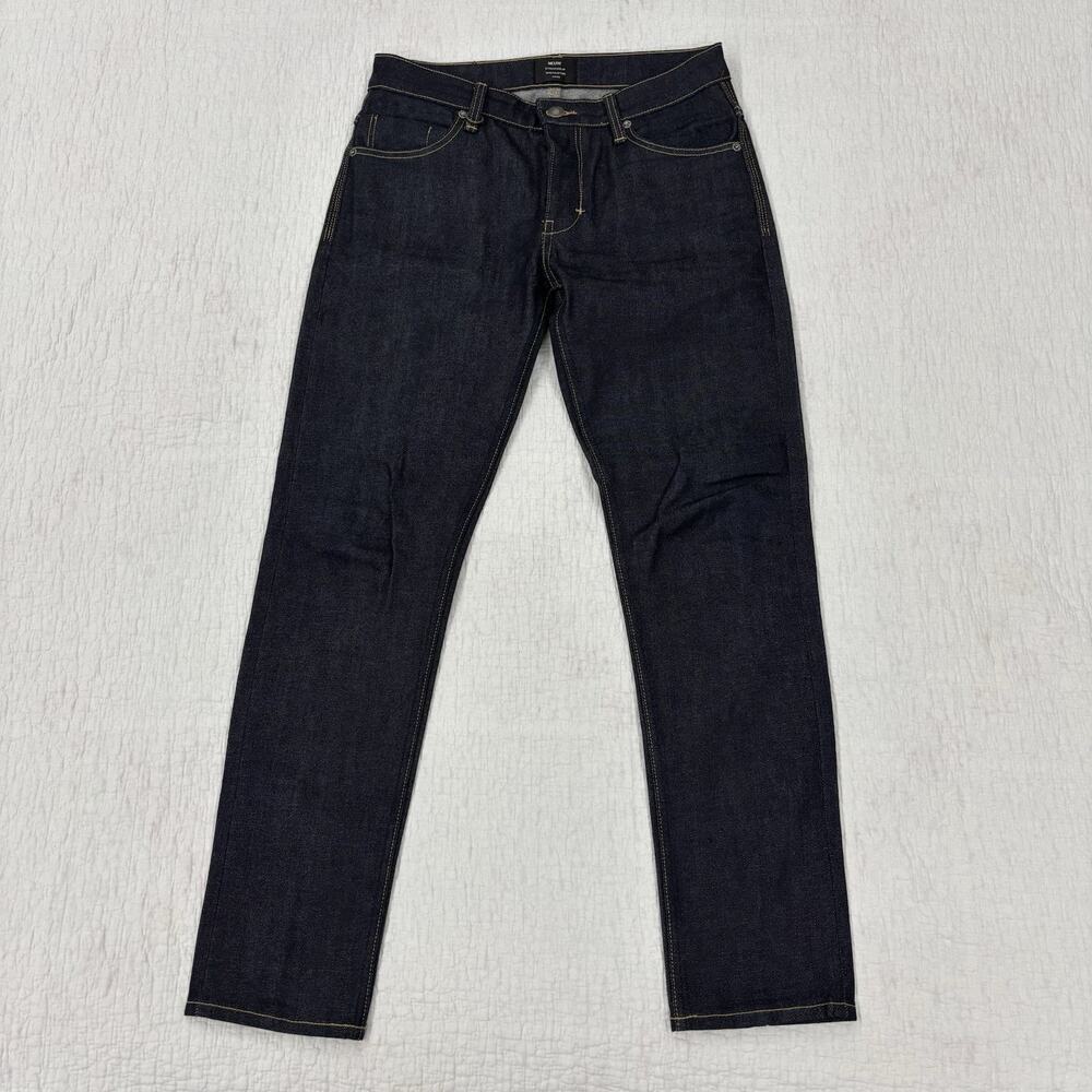 Neuw Lou Slim Jeans Mens Size 30X30 Dark Wash Blue Denim Button Fly Selvedge